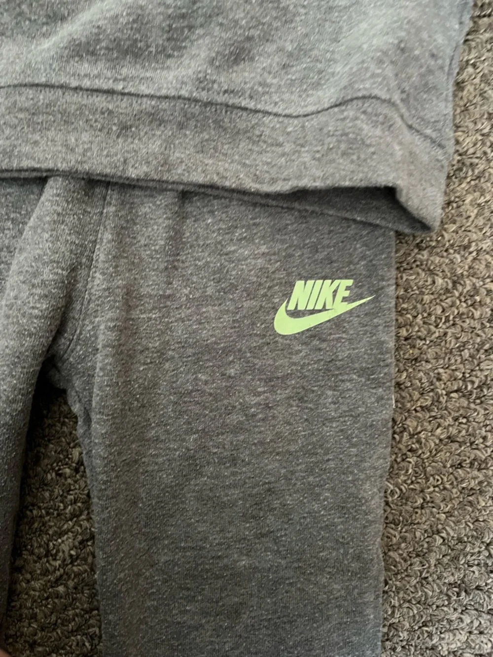 Nike Kids Gray Sweatshirt and Joggers with Neon Green Logo - Picture 3 of 4